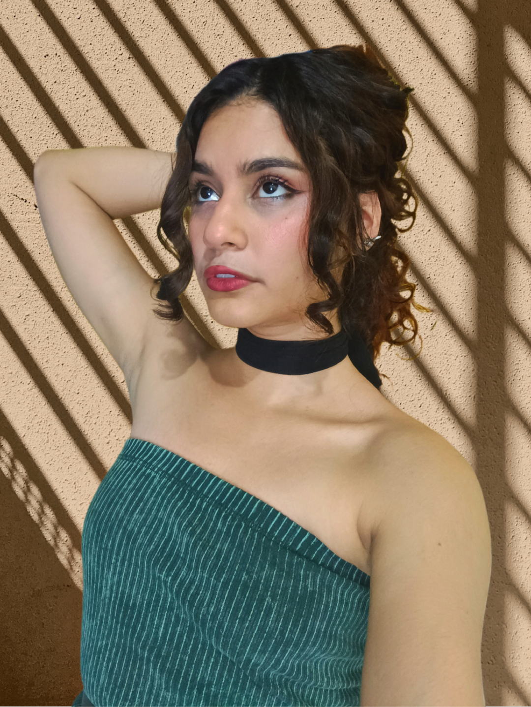 Adult woman from Ecuador in a late-night video chat portrait